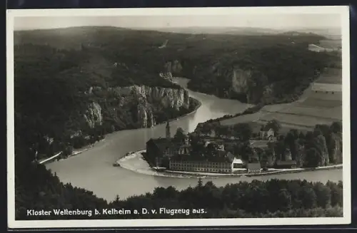 AK Weltenburg bei Kehlheim, Kloster vom Flugzeug aus