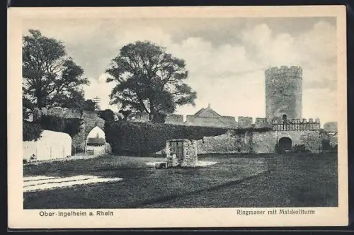 AK Ober-Ingelheim a. Rhein, Ringmauer mit Malakoffturm