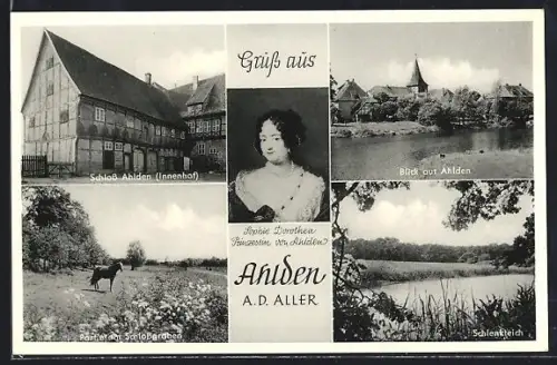 AK Ahlden a. d. Aller, Schloss, Schlenkteich, Sophie Dorothea Prinzessin von Ahlden