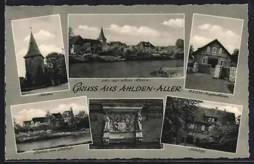 AK Ahlden-Aller, Kirche, Schloss, Jugendheim, Leinepartie