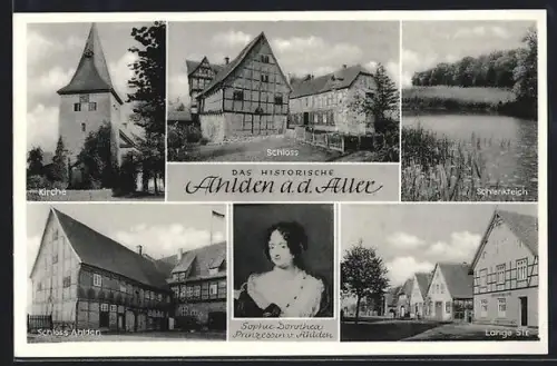 AK Ahlden a. d. Aller, Lange Str., Schlenkteich, Schloss, Sophie Dorothea Prinzessin von Ahlden