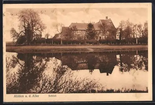 AK Ahlden a. d. Aller, Schlossansicht mit Ufer