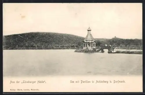 AK Achterberg b. Dorfmark, See mit Pavillon