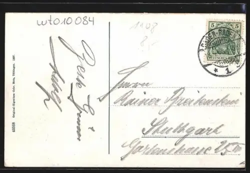 AK Baden-Baden, Partie an der Oos mit Kaiser-Allee