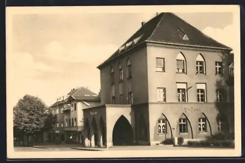 AK Birkenwerder, Postamt mit Strassenpartie