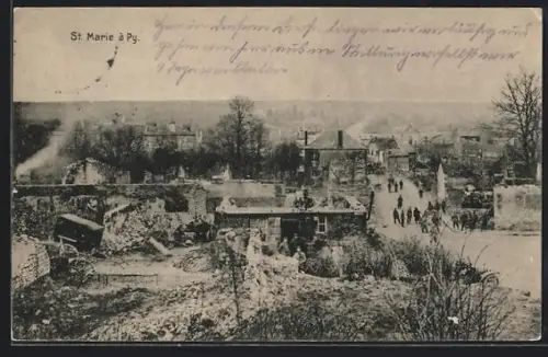 AK Sainte-Marie-à-Py, Blick auf das zerstörte Dorf