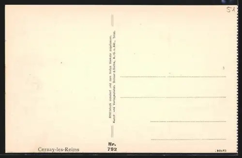 AK Cernay-les-Reims, Die von Franzosen zerschossene Kirche