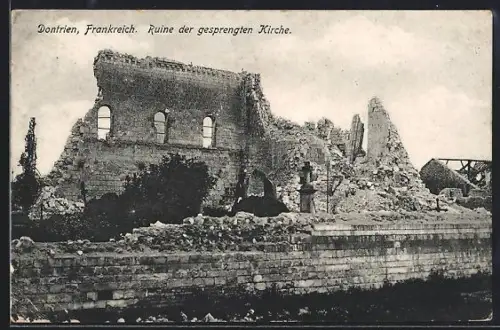 AK Dontrien, Ruine der gesprengten Kirche