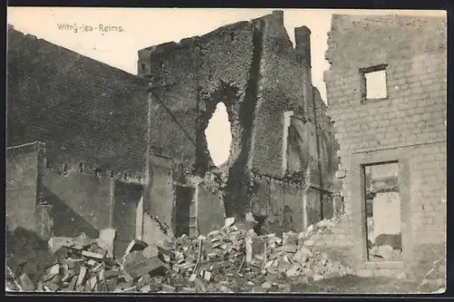 AK Witry-les-Reims, Une maison détruite