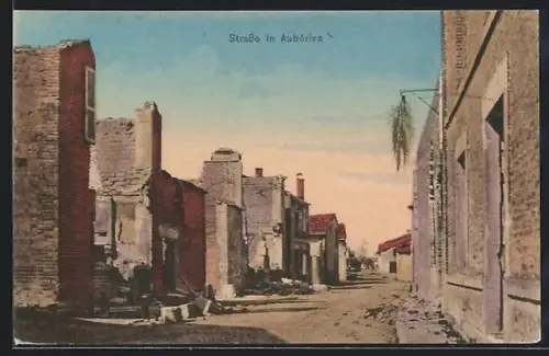 AK Aubériva, Strassenpartie im Ort