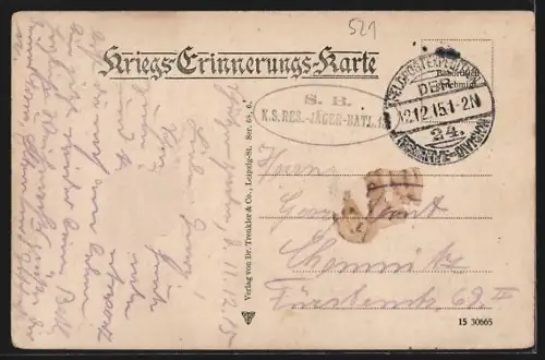 AK Aubérive, Durch französisches Granatfeuer zerstörte Kirche