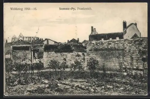 AK Sommy-Py, Panorama d`une ville détruite