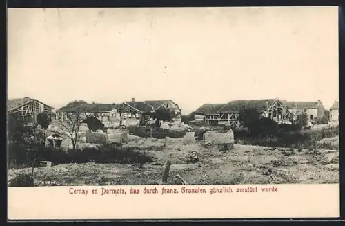 AK Cernay en Dormois, durch die Granaten zerbombte Häuser