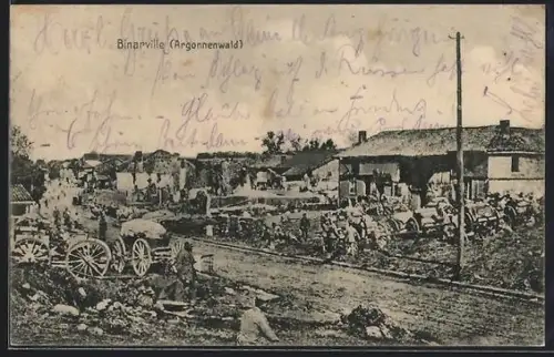 AK Binarville, Panorama de la ville détruite