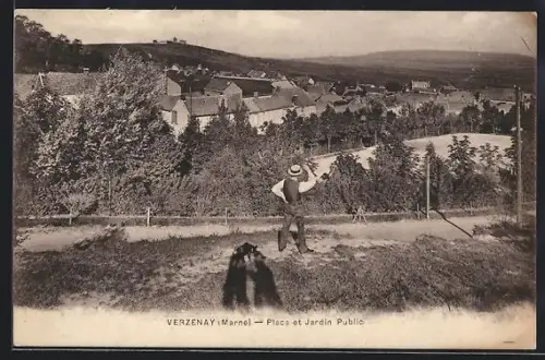 AK Verzenay /Marne, Place et Jardin Public