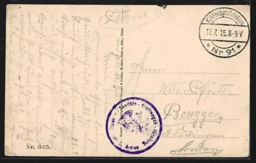 AK Binarville, Vue du village avec activité militaire et chariots en Argonne