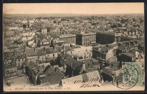 AK Reims, Panorama vers la Place Royale