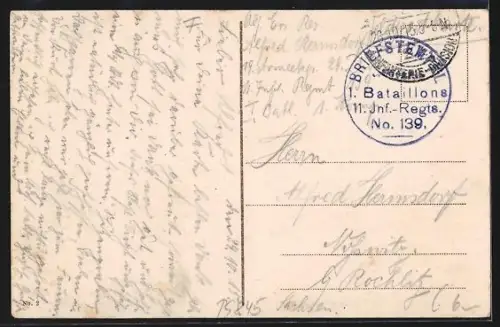 AK Wez-Marquart, Vue partielle du village avec bâtiments et champs en arrière-plan