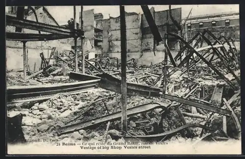 AK Reims, Ce qui reste du Grand Bazar, rue de Vesles