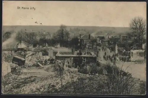 AK Sainte-Marie-à-Py, Vue des ruines du village après la destruction