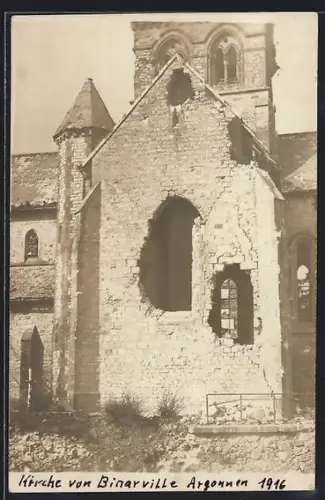 AK Binarville, Église endommagée pendant la guerre