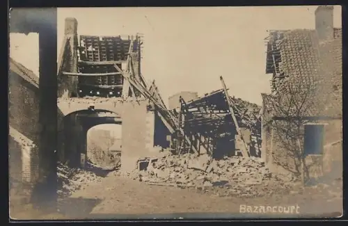 AK Bazancourt, Ruines de bâtiments après destruction