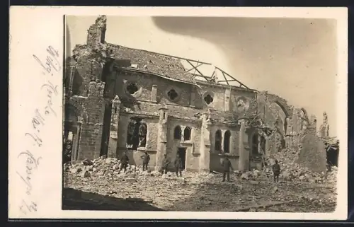 AK Witry-lès-Reims, Église en ruines après bombardement en mai 1917