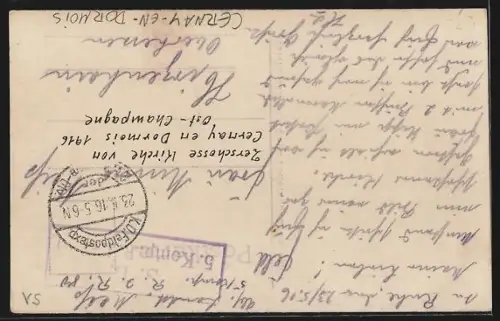 AK Cernay-en-Dormois, Ruines de l`église après la destruction en 1916