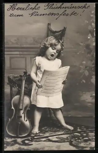 Foto-AK RPH SBW Nr. 531/32: Kleines Mädchen mit Notenheft