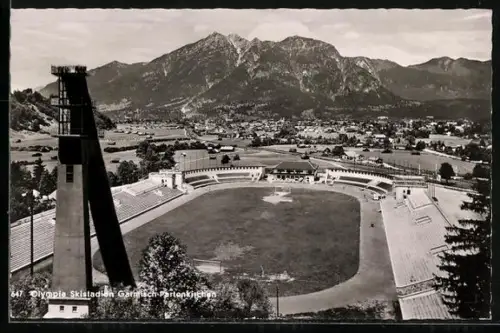AK Garmisch-Partenkirchen, Olympisches Skistadion aus der Vogelschau