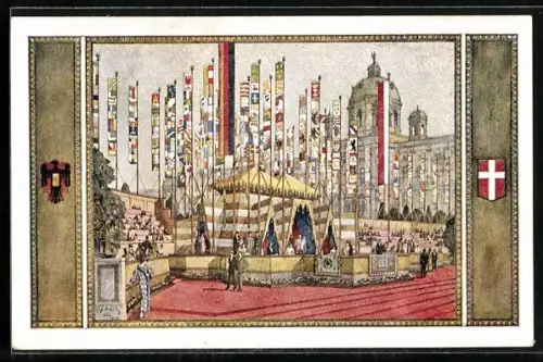 Künstler-AK Wien, Fest-Postkarte des 10. Deutschen Sängerbundesfestes, 1928