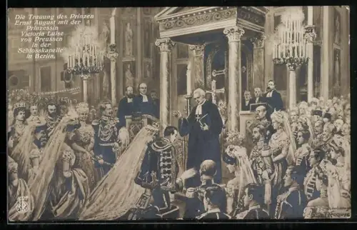 AK Berlin, Trauung Prinz August mit Victoria Luise in der Schlosskapelle
