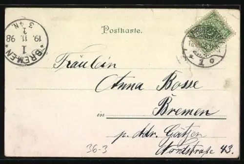 Lithographie Behüt Dich Gott!, Trompeter zu Pferd, Ortschaft im Hintergrund