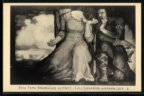 AK Frau Brunhilde in Trauer, Nibelungen