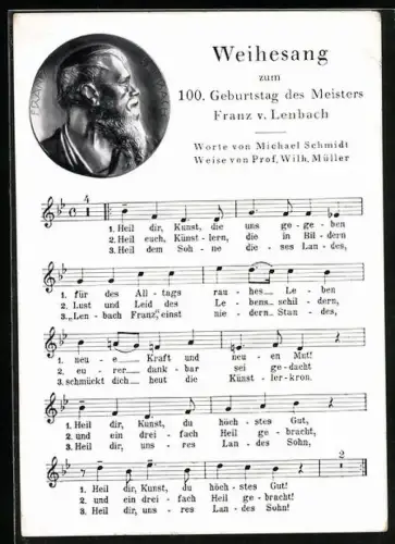 AK Weihesang zum 100. Geburtstag des Meisters Franz von Lenbach 1936