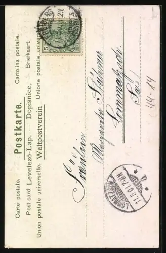 AK Fraulein auf einer Schaukel am blühenden Baum, Pfingstgruss