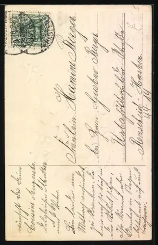 AK Kleines Kind auf blumengeschmückter Schaukel