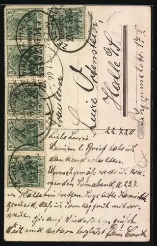 AK Wanderer berüsst freudig die vor ihm liegende Ortschaft - Kaufmännischer Jugendbund im V.D.H.