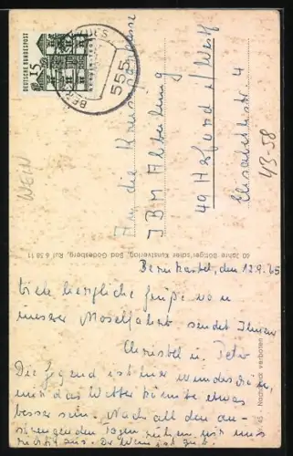 AK Köln, Tünnes und Schäl auf der Weinreise vor einem Weinhaus