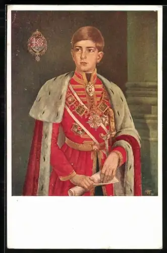 Künstler-AK Serbien, Kronprinz Peter, Ngradeni rad J. Cara