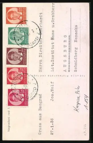 Künstler-AK Serbien, Kronprinz Peter, Ngradeni rad J. Cara