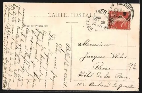 AK Belfort, Faubourg de France avec passants et bâtiments historiques