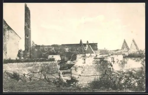 AK Beaurains, Vue partielle de la ville détruite