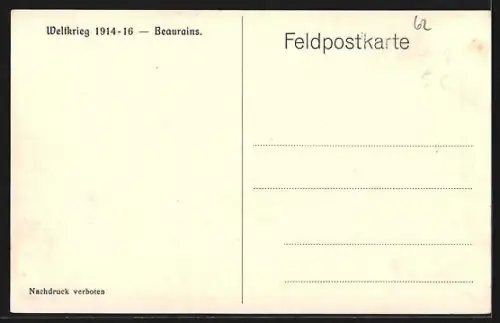 AK Beaurains, Vue partielle de la ville détruite