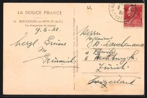 AK Bologne-sur-Mer, Le chargement du poisson