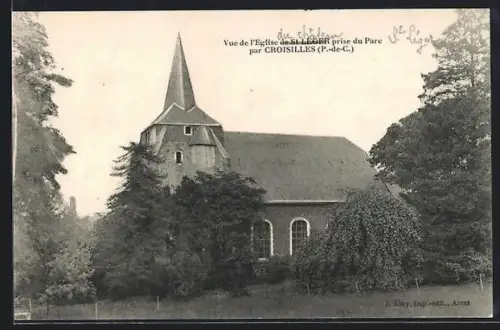 AK Croisilles, Vue de l`Église de St. LÉger prise du Parc