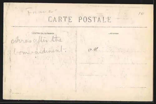 AK Arras, Coin du Marché aux Poissons et Rue des Gauguiers après le Bombardement