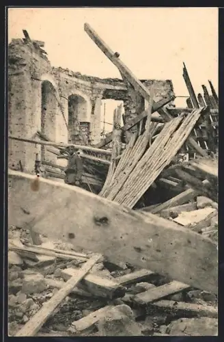 AK Thélus, Ruines de l`église après destruction