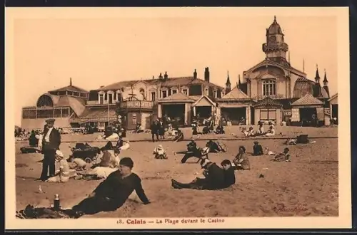AK Calais, La Plage devant le Casino
