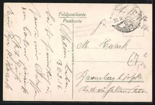 AK Bapaume, Les débris du bureau de poste détruit par une bombe